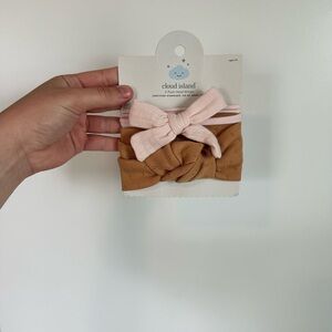 cloud island 2-Pack Baby Headwraps in Blush Pink & Camel
